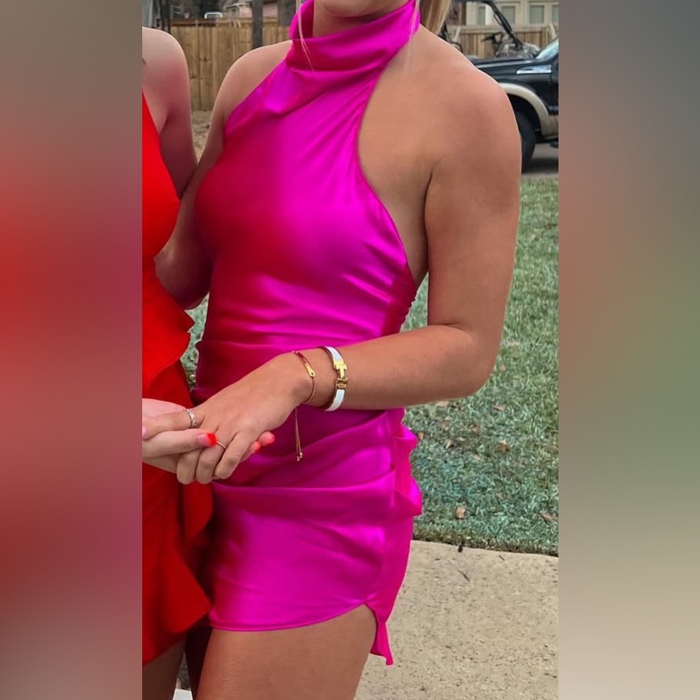 Amanda Uprichard Pink Halter Bodycon Dress
